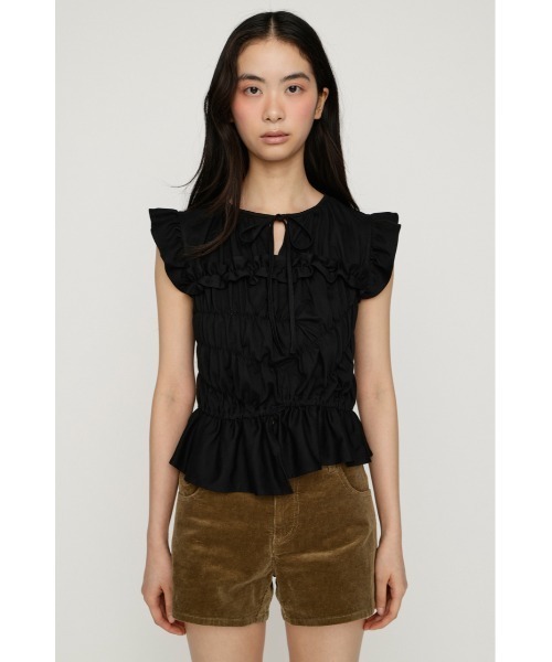 SLY（スライ）の「ASYMMETRY SHIRRING TOPS アシンメトリーシャーリングトップス 夏服 秋服（シャツ/ブラウス・レディース・ブラウン/ホワイト/スモークピンク/ブラック・FREE）」の18枚目の写真