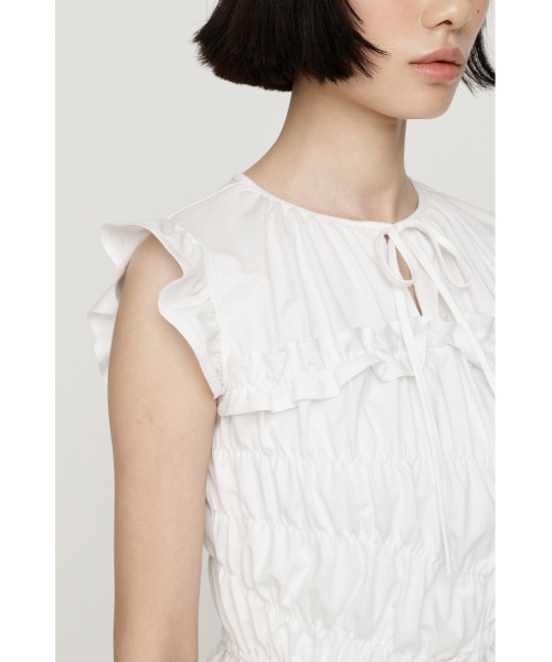 SLY（スライ）の「ASYMMETRY SHIRRING TOPS アシンメトリーシャーリングトップス 夏服 秋服（シャツ/ブラウス・レディース・ブラウン/ホワイト/スモークピンク/ブラック・FREE）」の12枚目の写真