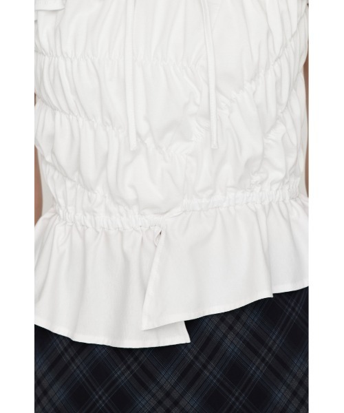 SLY（スライ）の「ASYMMETRY SHIRRING TOPS アシンメトリーシャーリングトップス 夏服 秋服（シャツ/ブラウス・レディース・ブラウン/ホワイト/スモークピンク/ブラック・FREE）」の13枚目の写真