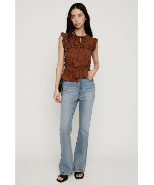 SLY（スライ）の「ASYMMETRY SHIRRING TOPS アシンメトリーシャーリングトップス 夏服 秋服（シャツ/ブラウス・レディース・ブラウン/ホワイト/スモークピンク/ブラック・FREE）」の20枚目の写真
