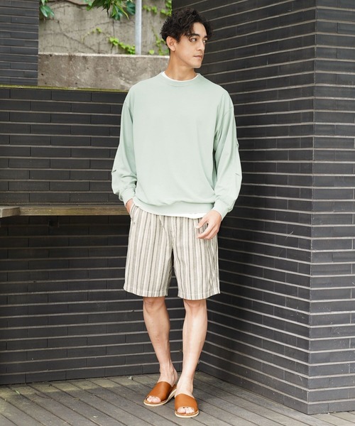 BAYFLOW（ベイフロー）の「[通気性◎タック入り]リラックスリネンライクショーツ[セットアップ可]（その他パンツ・メンズ・ネイビー/その他1/ベージュ・MEDIUM/LARGE）」の21枚目の写真