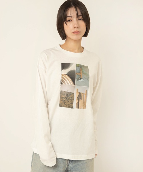 RNA-N(アールエヌエーエヌ)の「M2732 gallery photo print T(Tシャツ/カットソー・レディース・チャコール/オフホワイト/ブラウン・FREE)」の4枚目の写真