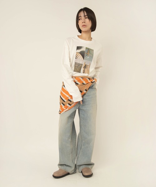 RNA-N(アールエヌエーエヌ)の「M2732 gallery photo print T(Tシャツ/カットソー・レディース・チャコール/オフホワイト/ブラウン・FREE)」の9枚目の写真