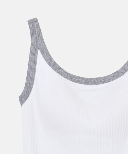 LE CIEL BLEU(ルシェルブルー)の「コントラストトリムリブタンク / Contrast Trim Rib Tank(Tシャツ/カットソー・レディース・ブルー/オフホワイト/ブラウン・36)」の4枚目の写真
