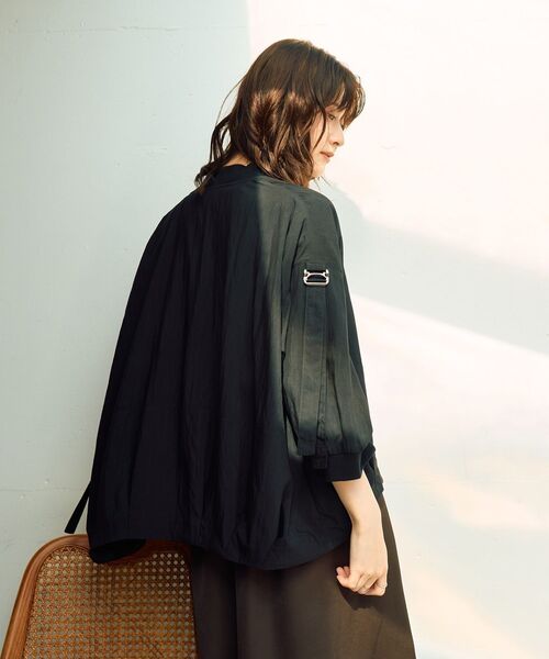 Editt by YECCA VECCA(エディットバイイェッカヴェッカ)の「【適ON】COOL5分袖MA-1【セットアップ対応】(ブルゾン・レディース・ブラック/チャコールグレー/カーキ・FREE)」の20枚目の写真