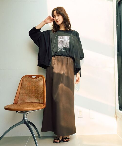 Editt by YECCA VECCA(エディットバイイェッカヴェッカ)の「【適ON】COOL5分袖MA-1【セットアップ対応】(ブルゾン・レディース・ブラック/チャコールグレー/カーキ・FREE)」の21枚目の写真