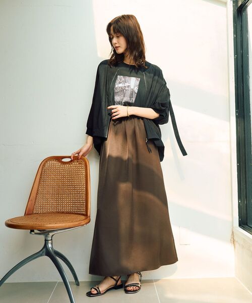 Editt by YECCA VECCA(エディットバイイェッカヴェッカ)の「【適ON】COOL5分袖MA-1【セットアップ対応】(ブルゾン・レディース・ブラック/チャコールグレー/カーキ・FREE)」の22枚目の写真