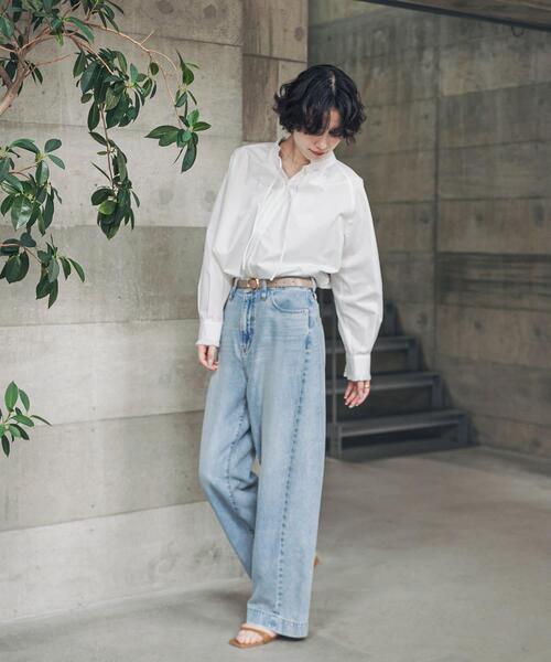 URBAN RESEARCH DOORS(アーバンリサーチドアーズ)の「『速乾/イージーケア/UVカット』『UR TECH』Aircareフリルネックブラウス(シャツ/ブラウス・レディース・オフホワイト/ブラック系その他/ブルー系その他・FREE)」の12枚目の写真