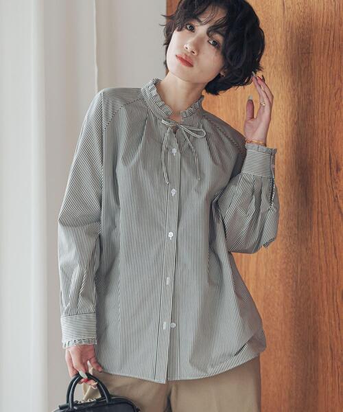 URBAN RESEARCH DOORS(アーバンリサーチドアーズ)の「『速乾/イージーケア/UVカット』『UR TECH』Aircareフリルネックブラウス(シャツ/ブラウス・レディース・オフホワイト/ブラック系その他/ブルー系その他・FREE)」の20枚目の写真