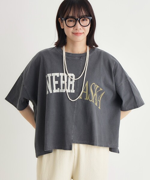 Right-on(ライトオン)の「切替プリントTシャツ(Tシャツ/カットソー・レディース・カーキ/チャコールグレー/アイボリー・05/04)」の9枚目の写真