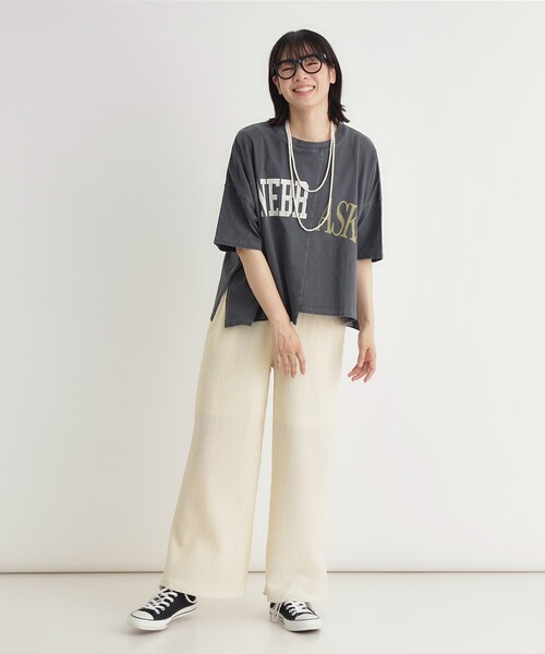 Right-on(ライトオン)の「切替プリントTシャツ(Tシャツ/カットソー・レディース・カーキ/チャコールグレー/アイボリー・05/04)」の12枚目の写真