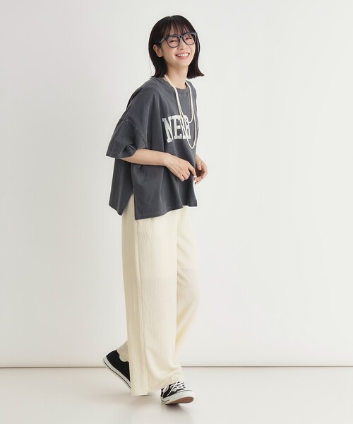 Right-on(ライトオン)の「切替プリントTシャツ(Tシャツ/カットソー・レディース・カーキ/チャコールグレー/アイボリー・05/04)」の13枚目の写真