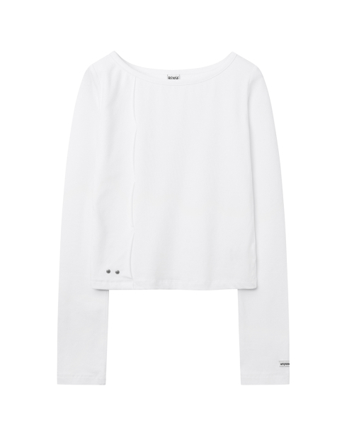 RENSE(レンセ)の「Cut-Out Boat Neck Long Sleeve Tee White(Tシャツ/カットソー・レディース・その他・OS)」の3枚目の写真