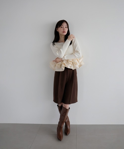 AMUU. PRECIEUSE（アムープレシューズ）の「フリルティアードドッキングニット（ニット/セーター・レディース・ブラック/グレー/アイボリー・FREE）」の13枚目の写真