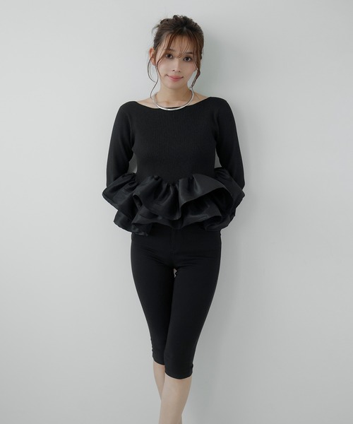 AMUU. PRECIEUSE（アムープレシューズ）の「フリルティアードドッキングニット（ニット/セーター・レディース・ブラック/グレー/アイボリー・FREE）」の16枚目の写真