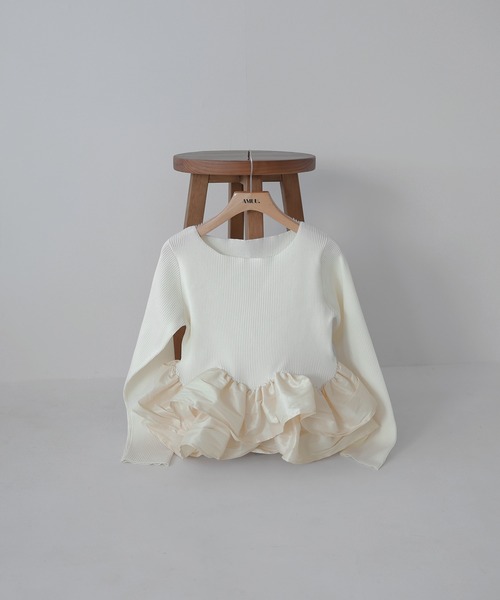 AMUU. PRECIEUSE（アムープレシューズ）の「フリルティアードドッキングニット（ニット/セーター・レディース・ブラック/グレー/アイボリー・FREE）」の20枚目の写真