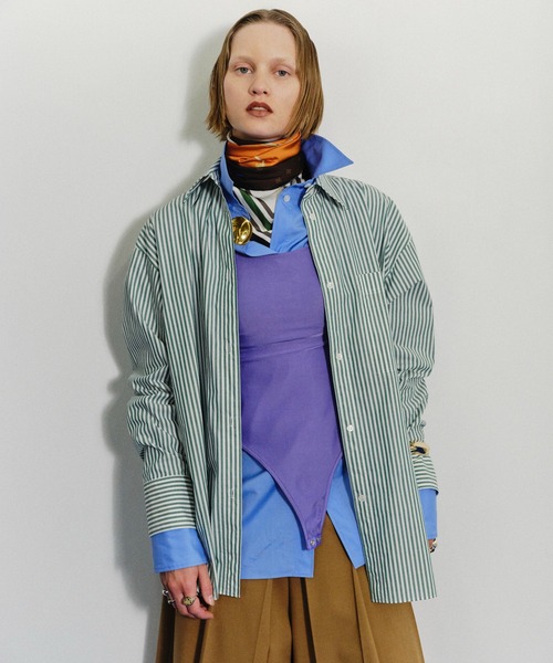 MAISON SPECIAL(メゾンスペシャル)の「Ordinary Shirt/オーディナリーシャツ(シャツ/ブラウス・レディース・ホワイト/グリーン/ブルー/ブラウン・FREE)」の3枚目の写真