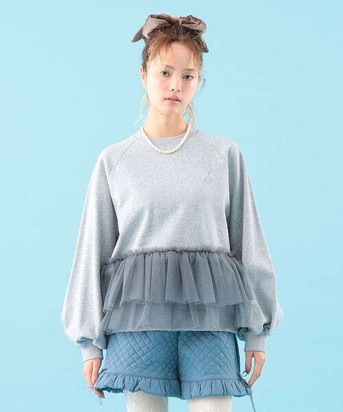 CAROLINA GLASER(カロリナ グレイサー)の「チュール フリル スウェット(スウェット・レディース・ピンク/グレー・ONE SIZE)」の3枚目の写真