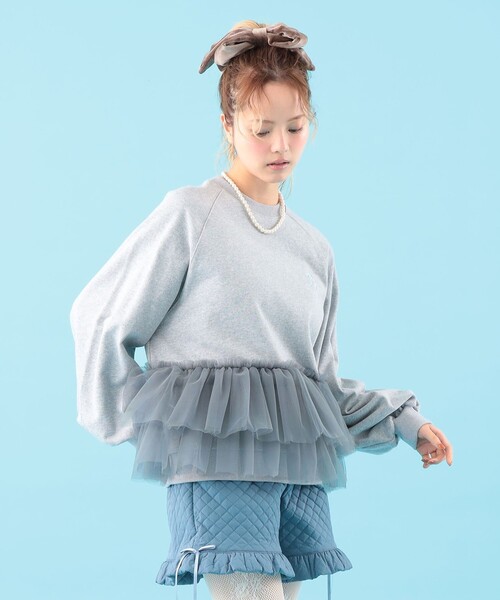 CAROLINA GLASER(カロリナ グレイサー)の「チュール フリル スウェット(スウェット・レディース・ピンク/グレー・ONE SIZE)」の4枚目の写真