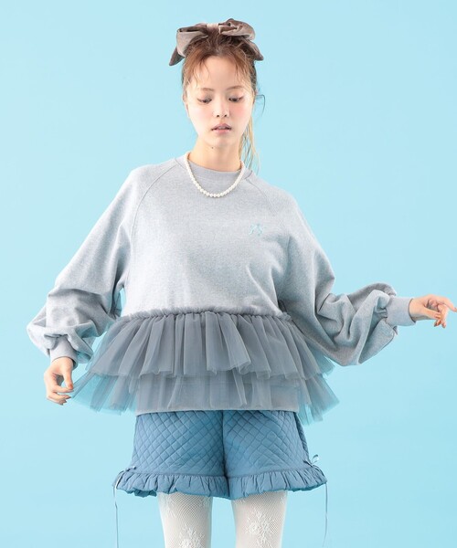 CAROLINA GLASER(カロリナ グレイサー)の「チュール フリル スウェット(スウェット・レディース・ピンク/グレー・ONE SIZE)」の5枚目の写真