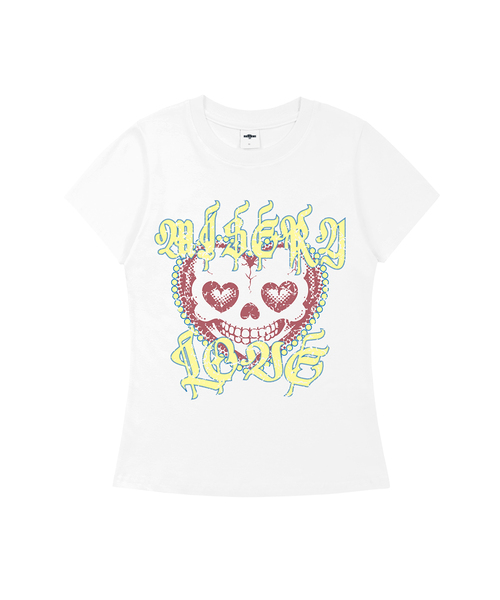 MILLION DAY(ミリオンデイ)の「MISERY LOVE スリムフィット 半袖Tシャツ(Tシャツ/カットソー・レディース・グレー/ホワイト・SMALL/MEDIUM/LARGE)」の1枚目の写真