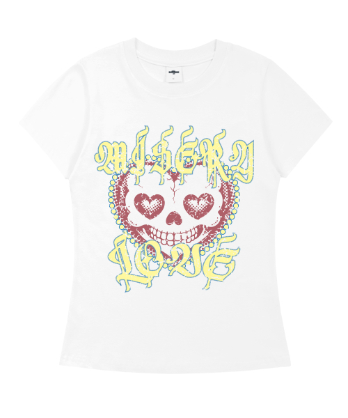 MILLION DAY(ミリオンデイ)の「MISERY LOVE スリムフィット 半袖Tシャツ(Tシャツ/カットソー・レディース・グレー/ホワイト・SMALL/MEDIUM/LARGE)」の3枚目の写真