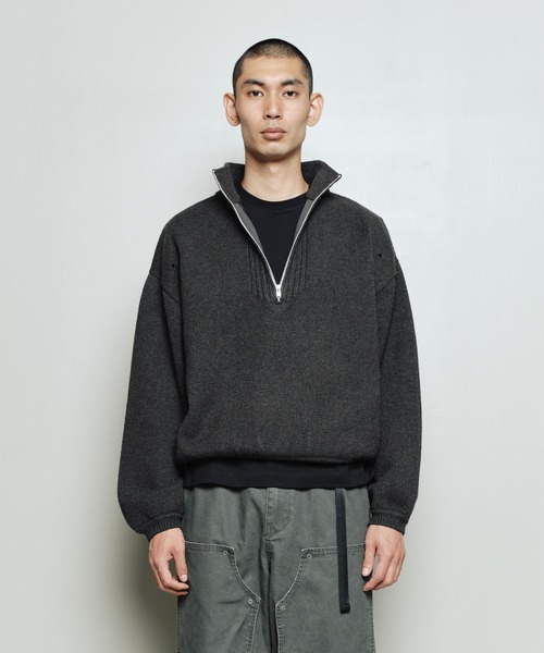bal(バル)の「HALF ZIP PULLOVER SWEATER BLOUSON(ニット/セーター・メンズ・マスタード/ブラック/ブラウン・3/2/1)」の2枚目の写真