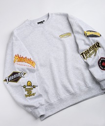 THRASHER スラッシャー マルチロゴ刺繍 裏起毛 クルーネック スウェット オーバーサイズ 長袖トレーナー