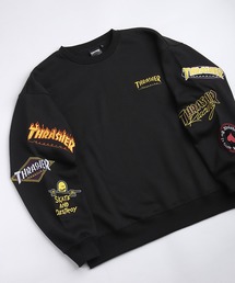 THRASHER スラッシャー マルチロゴ刺繍 裏起毛 クルーネック スウェット オーバーサイズ 長袖トレーナー