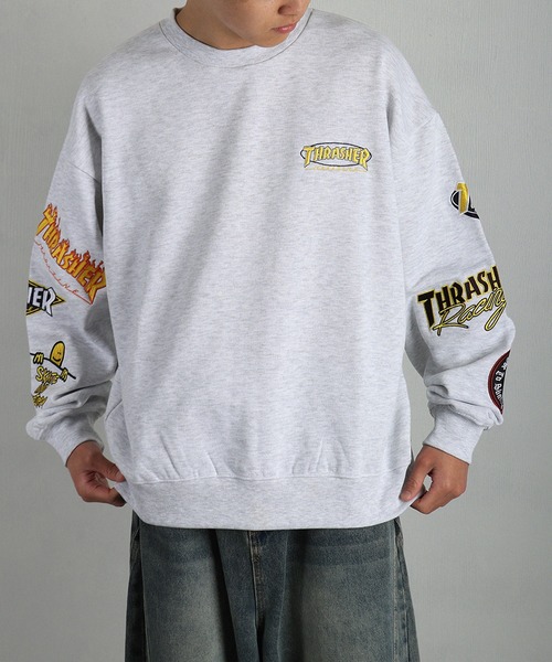 THRASHER(スラッシャー)の「THRASHER スラッシャー マルチロゴ刺繍 裏起毛 クルーネック スウェット オーバーサイズ 長袖トレーナー(スウェット・メンズ・グレー/ブラック・M/XL/L)」の3枚目の写真