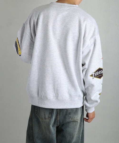 THRASHER(スラッシャー)の「THRASHER スラッシャー マルチロゴ刺繍 裏起毛 クルーネック スウェット オーバーサイズ 長袖トレーナー(スウェット・メンズ・グレー/ブラック・M/XL/L)」の6枚目の写真