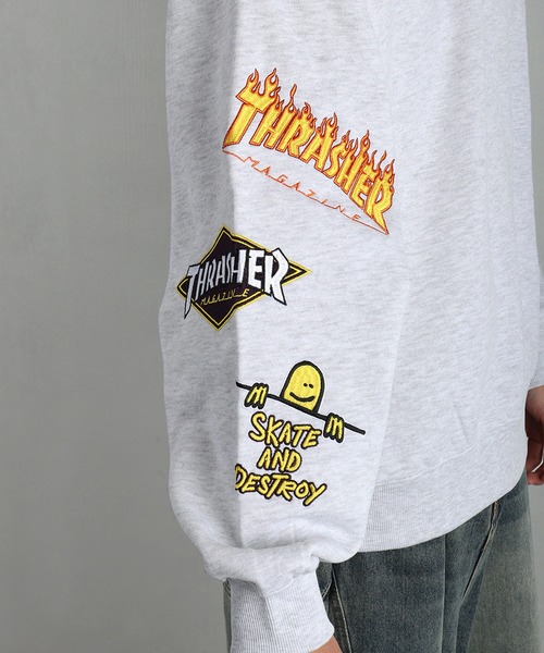 THRASHER(スラッシャー)の「THRASHER スラッシャー マルチロゴ刺繍 裏起毛 クルーネック スウェット オーバーサイズ 長袖トレーナー(スウェット・メンズ・グレー/ブラック・M/XL/L)」の9枚目の写真