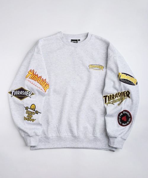 THRASHER(スラッシャー)の「THRASHER スラッシャー マルチロゴ刺繍 裏起毛 クルーネック スウェット オーバーサイズ 長袖トレーナー(スウェット・メンズ・グレー/ブラック・M/XL/L)」の16枚目の写真