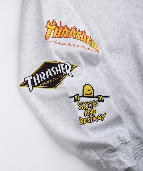 THRASHER(スラッシャー)の「THRASHER スラッシャー マルチロゴ刺繍 裏起毛 クルーネック スウェット オーバーサイズ 長袖トレーナー(スウェット・メンズ・グレー/ブラック・M/XL/L)」の19枚目の写真