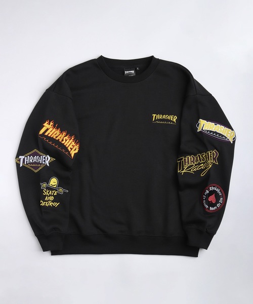 THRASHER(スラッシャー)の「THRASHER スラッシャー マルチロゴ刺繍 裏起毛 クルーネック スウェット オーバーサイズ 長袖トレーナー(スウェット・メンズ・グレー/ブラック・M/XL/L)」の11枚目の写真