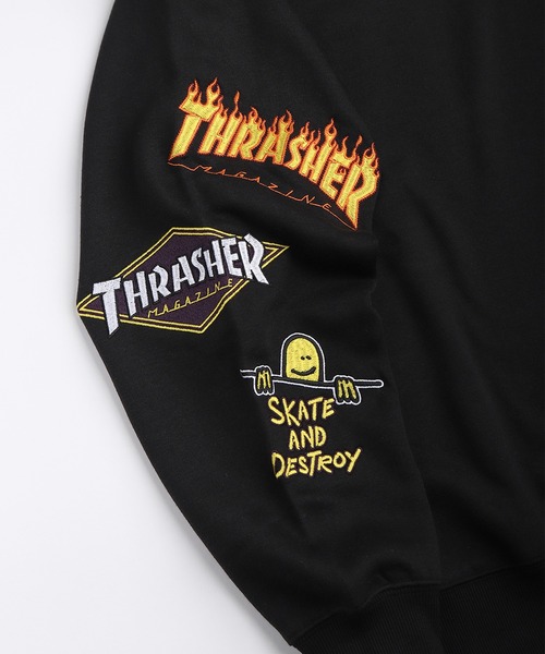 THRASHER(スラッシャー)の「THRASHER スラッシャー マルチロゴ刺繍 裏起毛 クルーネック スウェット オーバーサイズ 長袖トレーナー(スウェット・メンズ・グレー/ブラック・M/XL/L)」の14枚目の写真