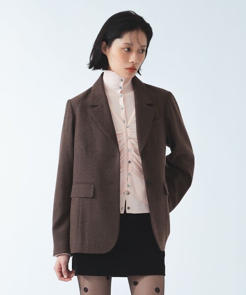 Ray BEAMS（レイビームス）の「ホームスパン シングル ジャケット（テーラードジャケット・レディース・チャコールグレー/ダークブラウン・0/1）」の2枚目の写真