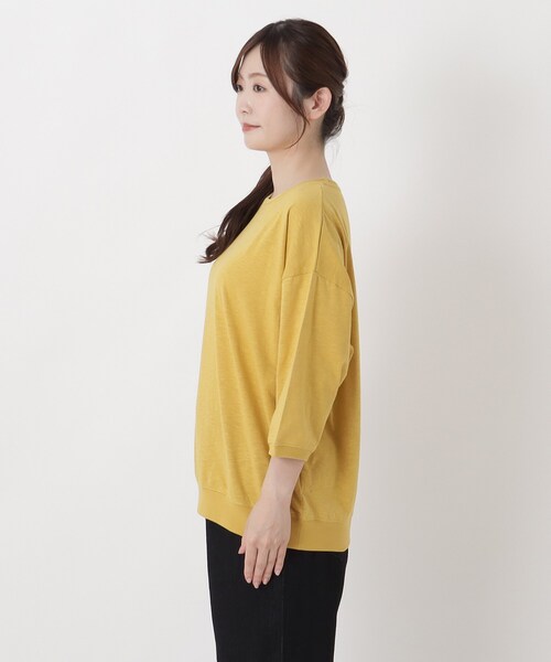 one'sterrace(ワンズテラス)の「綿スラブ天竺 七分袖プルオーバー(Tシャツ/カットソー・レディース・イエロー系8/ブラック系8/オレンジ系その他5・02)」の5枚目の写真