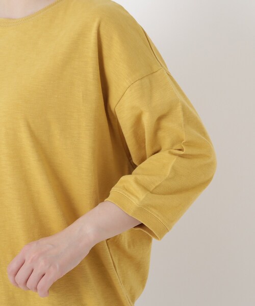 one'sterrace(ワンズテラス)の「綿スラブ天竺 七分袖プルオーバー(Tシャツ/カットソー・レディース・イエロー系8/ブラック系8/オレンジ系その他5・02)」の8枚目の写真