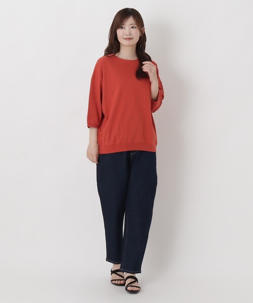 one'sterrace(ワンズテラス)の「綿スラブ天竺 七分袖プルオーバー(Tシャツ/カットソー・レディース・イエロー系8/ブラック系8/オレンジ系その他5・02)」の14枚目の写真