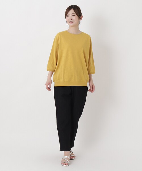 one'sterrace(ワンズテラス)の「綿スラブ天竺 七分袖プルオーバー(Tシャツ/カットソー・レディース・イエロー系8/ブラック系8/オレンジ系その他5・02)」の16枚目の写真