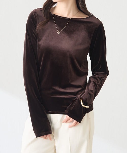COLLAGE GALLARDAGALANTE（コラージュガリャルダガランテ）の「バック刺繍ベロアカットソー/Nuel（Tシャツ/カットソー・レディース・ブラウン/アイボリー・FREE）」の8枚目の写真