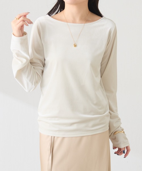 COLLAGE GALLARDAGALANTE（コラージュガリャルダガランテ）の「バック刺繍ベロアカットソー/Nuel（Tシャツ/カットソー・レディース・ブラウン/アイボリー・FREE）」の15枚目の写真