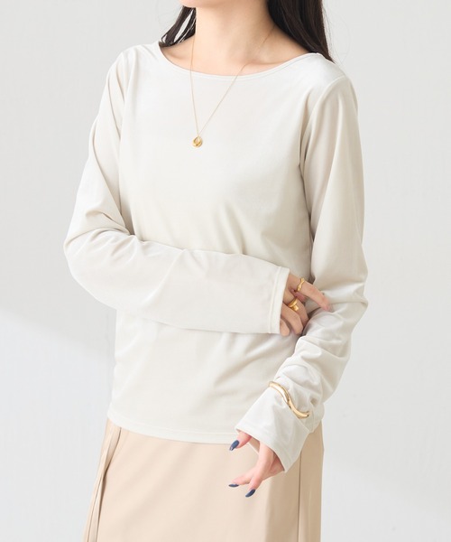 COLLAGE GALLARDAGALANTE（コラージュガリャルダガランテ）の「バック刺繍ベロアカットソー/Nuel（Tシャツ/カットソー・レディース・ブラウン/アイボリー・FREE）」の16枚目の写真