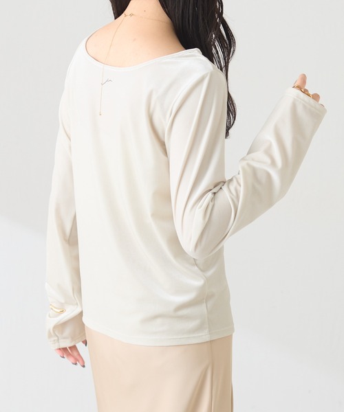 COLLAGE GALLARDAGALANTE（コラージュガリャルダガランテ）の「バック刺繍ベロアカットソー/Nuel（Tシャツ/カットソー・レディース・ブラウン/アイボリー・FREE）」の19枚目の写真
