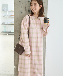 限定展開 ネルチェック ビッグ シャツ ワンピース