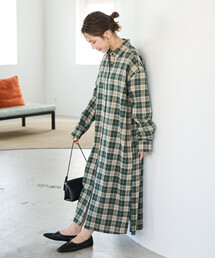 限定展開 ネルチェック ビッグ シャツ ワンピース