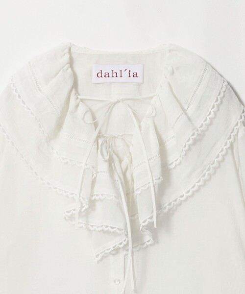 dahl'ia（ダリア）の「【別注】＜dahl’ia＞フリル ドレープ ブラウス（シャツ/ブラウス・レディース・ホワイト/ブラック・FREE）」の10枚目の写真