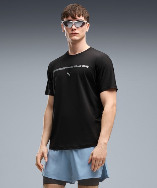 PUMA(プーマ)の「PUMA プーマ メンズ ランニング ブライトストライド クラウドスパン 半袖 T(Tシャツ/カットソー・メンズ・ブラック/ラベンダー・SMALL/MEDIUM/XX-LARGE/X-LARGE/LARGE)」の1枚目の写真