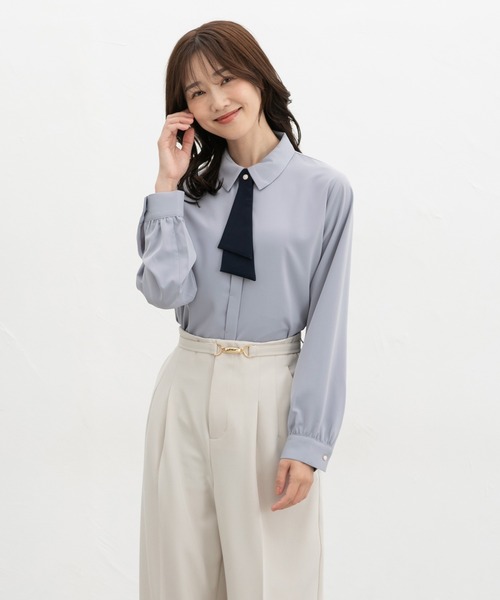 Honeys(ハニーズ)の「マルチwayボウブラウス(シャツ/ブラウス・レディース・グレイッシュブルー/ピンク/グレイッシュベージュ/アイボリー・L/LL/M/S)」の12枚目の写真
